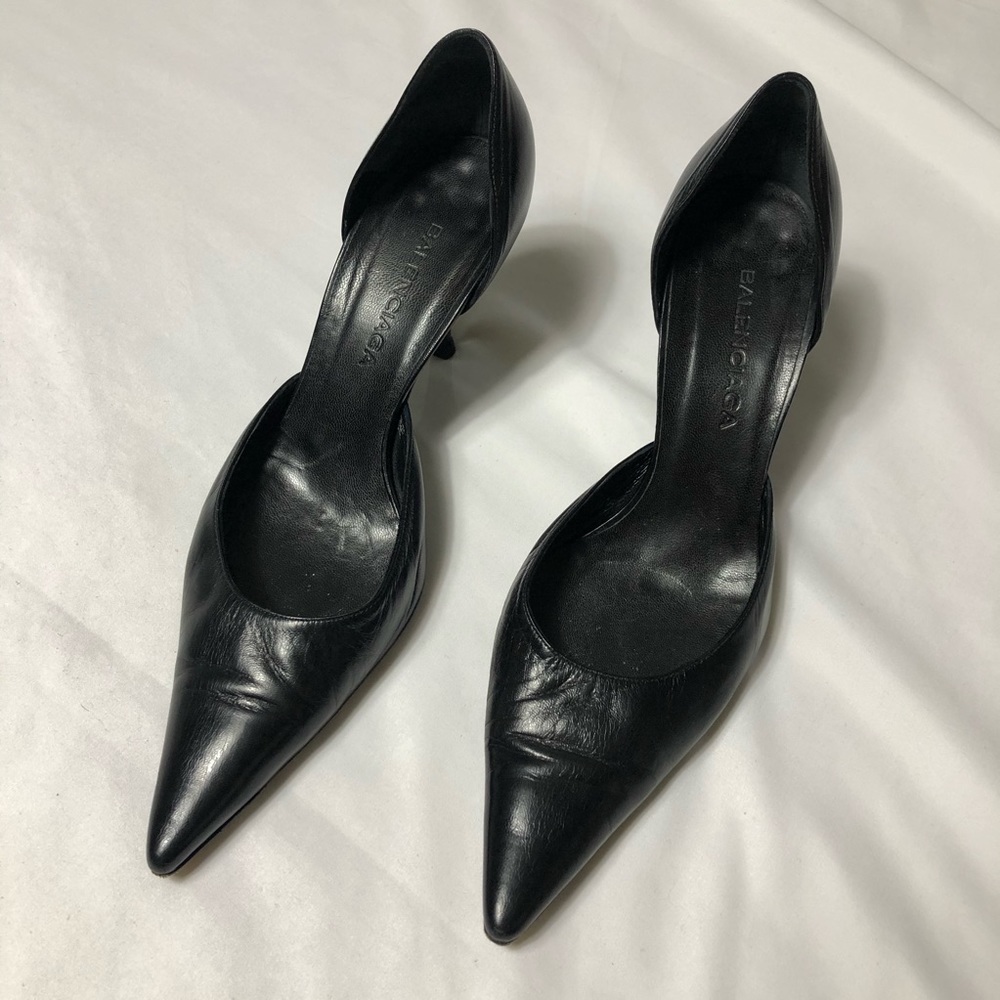 Balenciaga Black Leather D’Orsay Pumps